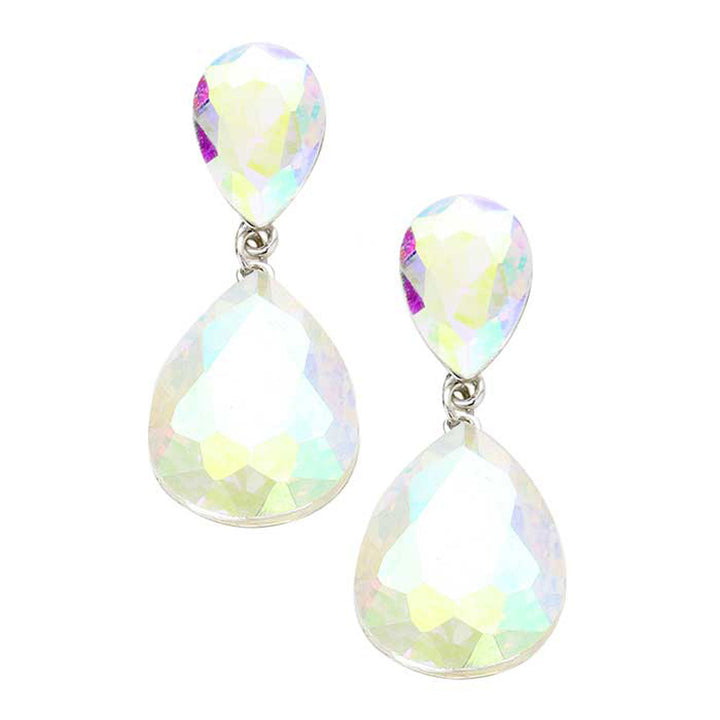 Rhodium Glass Crystal Teardrop Evening Earrings. This evening earring is simple and cute, easy to match any hairstyles and clothes. Suitable for both daily wear and party dress. Great choice to treat yourself and This earrings is perfect for Holiday gift, Anniversary gift, Birthday gift, Valentine's Day gift for a woman or girl of any age.