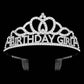 Rhodium-Rhinestone Paved Princess Tiara features a BIRTHDAY GIRL message, perfect for any special occasion. The sparkling rhinestones add an elegant touch, making you feel like a true princess on your special day. Elevate your look and celebrate in style with this stunning tiara.