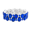 Rhodium Sapphire Teardrop Stone Stretch Evening Bracelet, These gorgeous stone pieces will show your class in any special occasion. Fabulous fashion and sleek style adds a pop of pretty color to your attire, coordinate with any ensemble from business casual to everyday wear. Awesome gift for birthday, Anniversary, Valentine’s Day or any special occasion.