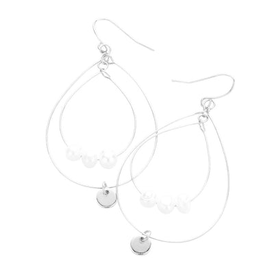 Rhodium Triple Pearl Accented Double Open Teardrop Dangle Earrings, jewelry that fits your lifestyle, adding a pop of pretty color. Enhance your attire with these vibrant beautiful teardrop dangle earrings to dress up or down your look. Look like the ultimate fashionista with these earrings! add something special to your outfit! It will be your new favorite accessory.