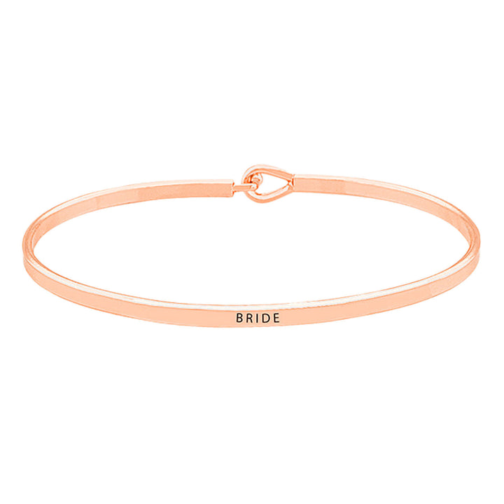 Rose Gold Bride Thin Metal Hook Bracelet, is an awesome gift idea for the bride to make her surprised with this beautiful message Bracelet. Perfect choice for the wedding, reception, anniversary, thank you, special occasion, bachelorette Party and wedding shower, etc. to have a unique and beautiful look with the wedding or special outfit. 