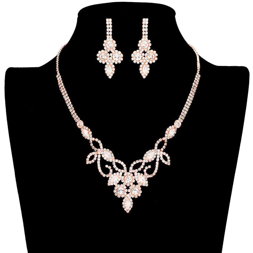 Rose Gold CZ Stone Pave Flower Necklace. Get ready with these beautiful statement pave necklace, will bring a lovely put on a pop of color to your look. Bright enhancement and floral design will coordinate with any ensemble from business casual to wear. The beautiful combination of Flower themed necklace are the perfect gift for the women in your lives who love flower.