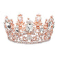 Rose Gold Glass Crystal Pageant Queen Tiara, this tiara features precious stones and an artistic design. Makes You More Eye-catching in the Crowd. Suitable for Wedding, Engagement, Prom, Dinner Party, Birthday Party, Any Occasion You Want to Be More Charming.