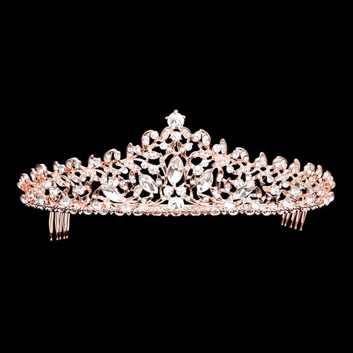 Rose Gold Marquise Stone Accented Princess Tiara, This elegant shining Stone design, makes you more charming. A stunning Marquise Stone Accented Princess Tiara that can be a perfect Bridal Headpiece. Suitable for Any Occasion You Want to Be More Charming. These are Perfect Birthday Gifts, Anniversary Gifts, and Graduation gifts.