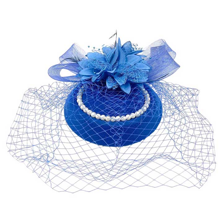 Royal Blue Flower Bead Feather Netting Pearl Fascinator Headband, be the ultimate trendsetter & be prepared to receive compliments wearing this headband with all your stylish outfits! Perfect for everyday wear, special occasions, outdoor festivals, and more. Awesome gift idea for your loved one or yourself.