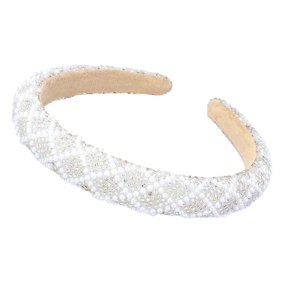 Pearl Embellished Bling Padded Headband