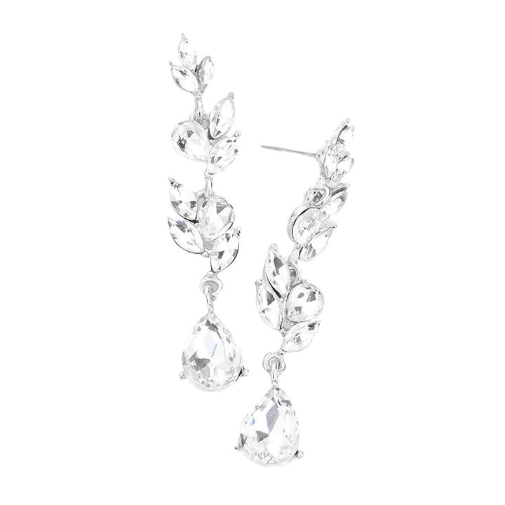 Silver Teardrop Marquise Stone Link Dangle Evening Earrings. Elegant dangle earrings put on a pop of color to complete your ensemble. Beautifully crafted design adds a gorgeous glow to any outfit. Perfect for adding just the right amount of shimmer & shine. Perfect for Birthday Gift, Anniversary Gift, Mother's Day Gift, Graduation Gift.