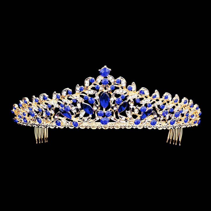 Sapphire Marquise Stone Accented Princess Tiara, This elegant shining Stone design, makes you more charming. A stunning Marquise Stone Accented Princess Tiara that can be a perfect Bridal Headpiece. Suitable for Any Occasion You Want to Be More Charming. These are Perfect Birthday Gifts, Anniversary Gifts, and Graduation gifts.