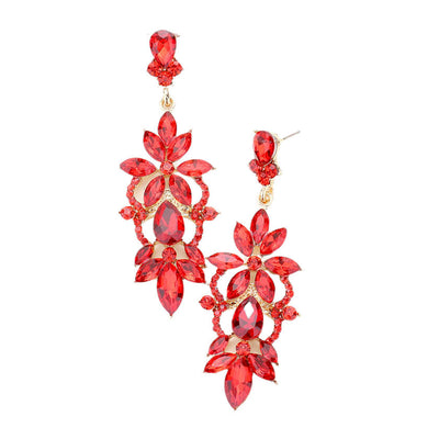 Siam Marquise Stone Flower Accented Evening Earrings, looks like the ultimate fashionista with these evening earrings! The perfect sparkling earrings adds a sophisticated & stylish glow to any outfit. Ideal for parties, weddings, graduation, prom, holidays, pair these earrings with any ensemble for a polished look.