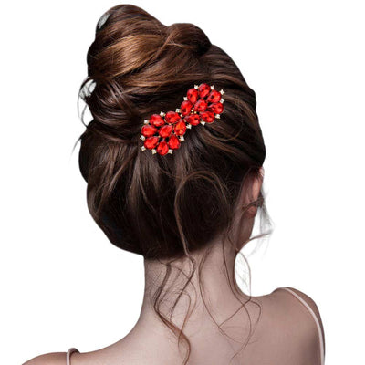 Siam Teardrop Stone Cluster Bow Hair Comb, completes any look. Its bow design is intricately crafted with a cluster of teardrop stones for sparkle and shine. Its lightweight design ensures a comfortable fit for all-day styling. Perfect for gifts or Weddings, Birthdays, Anniversaries, or any other special occasion.