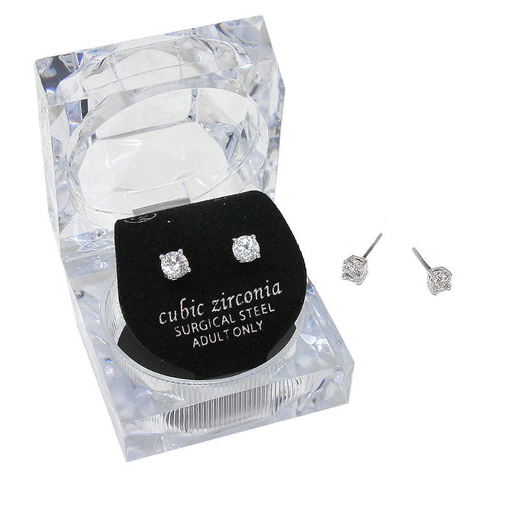 Silver 5 mm Round Cut Crystal Cubic Zirconia CZ Stud Earrings with Clear Box. Beautifully crafted design adds a gorgeous glow to any outfit. Jewelry that fits your lifestyle! Perfect Birthday Gift, Anniversary Gift, Mother's Day Gift, Graduation Gift, Prom Jewelry, Just Because Gift, Thank you Gift, Valentine's Day Gift.