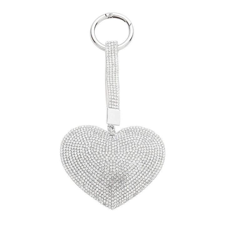 Silver Bling Heart Bag Charm Key Chain, is beautifully designed with a heart-themed stone design that will make a glowing touch on one's heart whom you care about & love. Made with stones, this keychain is the best to carry around the keys to your treasure box or your hideout! Make your close ones feel special and make them laugh with this beautiful bling heart key chain. It's an excellent gift for your loved ones to make their moment special.