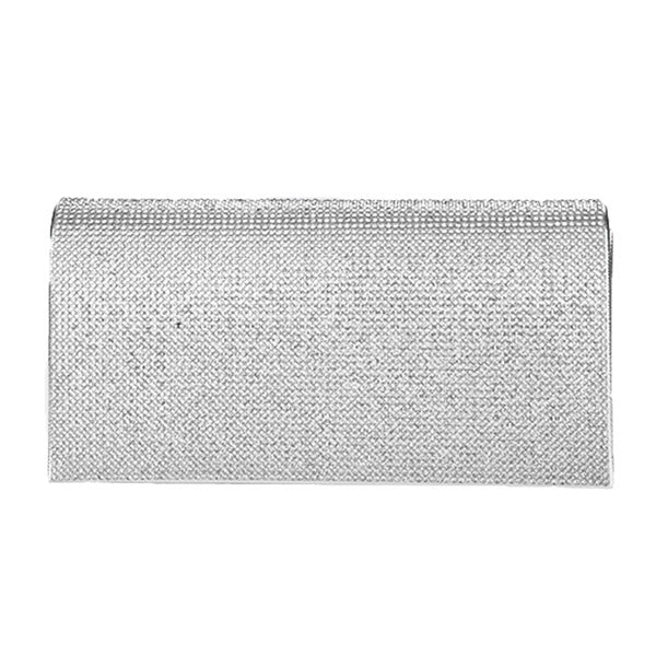 Silver Shimmery Evening Clutch Bag, This evening purse bag is uniquely detailed, featuring a bright, sparkly finish giving this bag that sophisticated look that works for both classic and formal attire, will add a romantic & glamorous touch to your special day. perfect evening purse for any fancy or formal occasion.