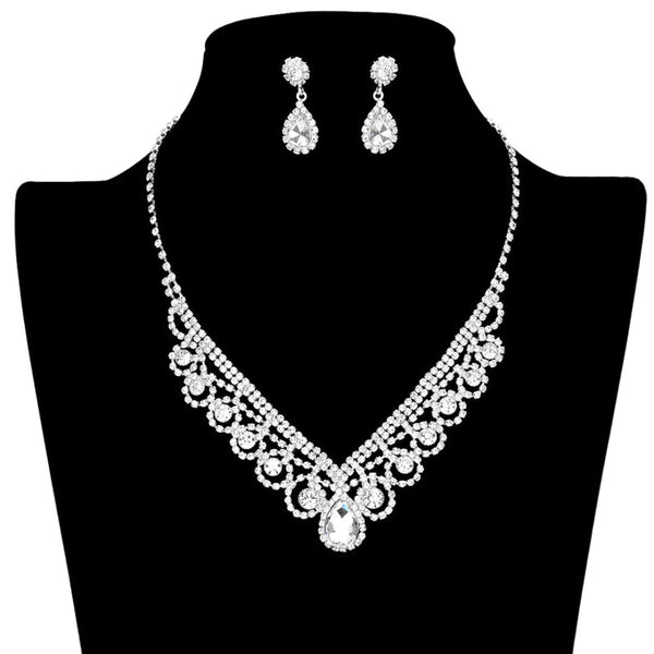 Silver Bubble Crystal Cluster Teardrop Centered Necklace, is an exquisite necklace that will surely amp up your beauty and show your perfect class. It adds a gorgeous glow to your special outfit on special occasions. Perfect gift for Birthday, Anniversary, Graduation, Mother's Day, Wedding, Bridal Shower, Prom Jewelry, etc.