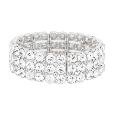 Silver Bubble Stone Cluster Evening Stretch Bracelet, Get ready with these stretch Bracelets to receive the best compliments on any special occasion. Put on a pop of color to complete your ensemble and make you stand out on special occasions. Perfect for adding just the right amount of shimmer & shine and a touch of class to special events.