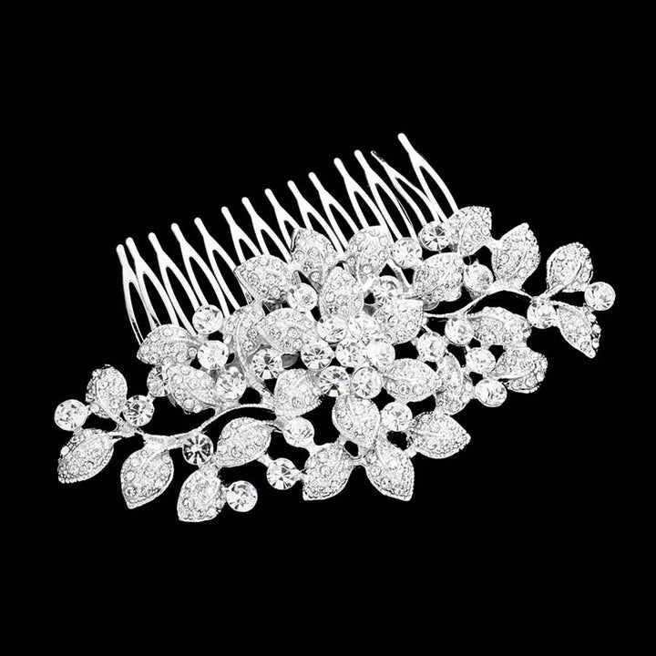 Silver Bubble Stone Embellished Flower Leaf Cluster Hair Comb, amps up your hairstyle with a glamorous look on special occasions with this Bubble Stone Embellished Flower Leaf Cluster Hair Comb! It will add a touch to any special event. These are Perfect Birthday Gifts, Anniversary Gifts, Graduation gifts, and any occasion.