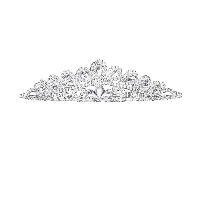 Silver Crystal Rhinestone Pave Teardrop Cluster Princess Tiara Perfect for adding just the right amount of shimmer & shine, will add a touch of class, beauty and style to your , special events, embellished glass crystal to keep your hair sparkling all day & all night long. Perfect Gift for every women.