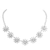 Silver-Glass Stone Embellished Flower Cluster Link Necklace, Add a touch of elegance to your look with this necklace. The necklace features a cluster of stunning glass stones in the shape of a delicate flower, giving it a charming and feminine appeal. Perfect for both casual and formal occasions, perfect gift choice.