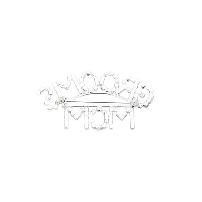 Silver Grooms Mom Rhinestone Pin Brooch, let mom stand out and feel special with this stylish pin brooch. Everyone will know who the proud mother is when wearing this stunner! The stunning brooch is embellished with rhinestones making up the words groom's mom.  This kind of brooch is sparkling and unique. It will help you create a perfect impression on any occasion. Easy to match your scarf, bag, sweater, dress, etc.