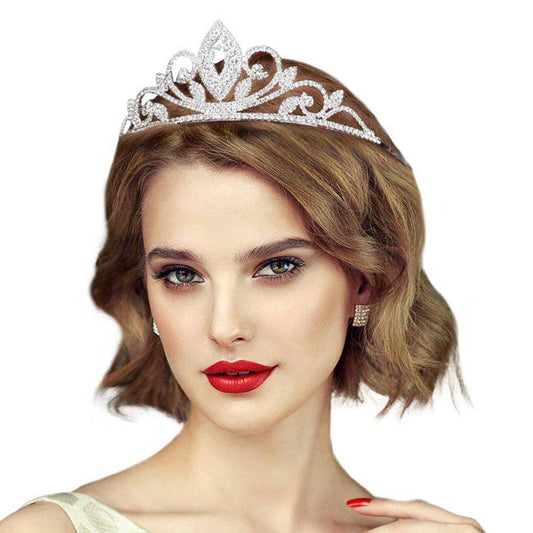 Silver Marquise Accented Rhinestone Princess Tiara. Perfect for adding just the right amount of shimmer & shine, will add a touch of class, beauty and style to your wedding, prom, special events, embellished glass to keep your hair sparkling all day & all night long. Perfect Birthday Gift, Anniversary Gift, Mother's Day Gift, Graduation Gift.