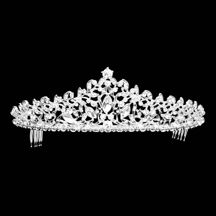Silver Marquise Stone Accented Princess Tiara, This elegant shining Stone design, makes you more charming. A stunning Marquise Stone Accented Princess Tiara that can be a perfect Bridal Headpiece. Suitable for Any Occasion You Want to Be More Charming. These are Perfect Birthday Gifts, Anniversary Gifts, and Graduation gifts.