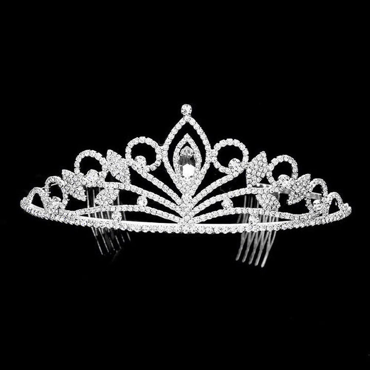 Silver Marquise Stone Accented Rhinestone Princess Tiara, this princess tiara is made of rhinestone; Easy wear, sturdy and non-breakable headgear. These hair accessory is really beautiful, Pretty and lightweight. Makes You More Eye-catching at events and wherever you go. Suitable for Wedding, Engagement, Birthday Party, Any Occasion You Want to Be More Charming.