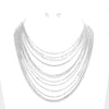 Silver Multi Layered Rhinestone Bib Evening Necklace, get ready with this Evening Necklace to receive the best compliments on any special occasion. Put on a pop of color to complete your ensemble and make you stand out on special occasions. Awesome gift for birthdays, anniversaries, Valentine’s Day, or any special occasion.