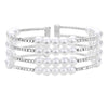 Silver Pearl Crystal Rhinestone Statement Cuff Evening Bracelet; Look as regal on the outside as you feel on the inside, feel absolutely flawless. Fabulous fashion and sleek style adds a pop of pretty color to your attire, coordinate with any ensemble from business casual to everyday wear