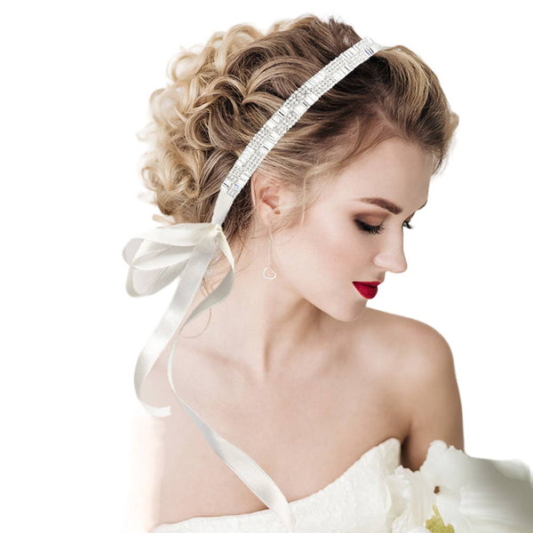 Silver Pearl Round Baguette Stone Sash Ribbon Bridal Wedding Belt Headband, adds a luxurious touch to your wedding day with this timeless pearl round-baguette bridal wedding belt headband. It's perfect for a classic or modern wedding, adding a timeless touch to your bridal outfit. Perfect for brides, and bridal parties.