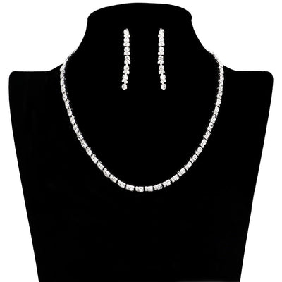 Silver Rhinestone Cluster Jewelry Set, this classic jewelry set features a rhinestone cluster design for timeless elegance. Perfect for special occasions or party wear. Perfect gift choice for birthdays, anniversaries, weddings, bridal showers, or any other meaningful occasion.