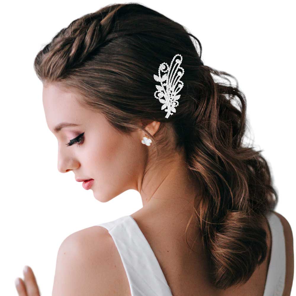 Silver Round Stone Accented Hair Comb, amps up your hairstyle with a glamorous look on special occasions with this Accented Hair Comb! Add spectacular sparkle to your hair that brightens your moments with joy. Perfect for adding just the right amount of shimmer & shine. It will add a touch of class to special events.