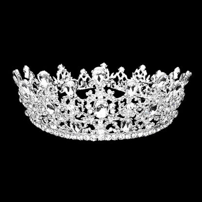 Silver Round Teardrop Stone Accented Princess Tiara, This princess tiara is a classic royal tiara made from gorgeous stone accented is the epitome of elegance. Exquisite design with stunning color and brightness makes you more eye-catching in the crowd and will make you more charming and pretty without fail.