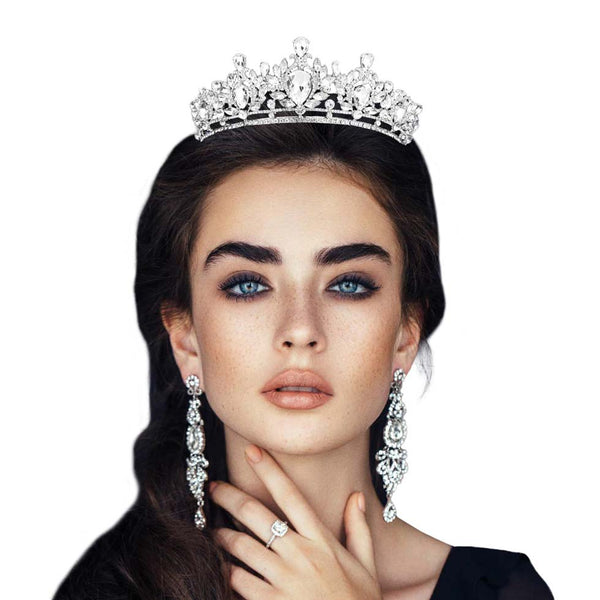 Silver Teardrop Marquise Stone Embellished Princess Tiara, this awesome stone princess tiara will make you the ultimate royal beauty and make you stand out to receive the best compliments on special occasions. Awesome gift for birthdays, anniversaries, Valentine’s Day, or any special occasion.