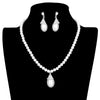 Silver White Crystal Pave Teardrop Pearl Pendant Necklace, Wear a pop of shine to complete your ensemble with a classy style. The perfect accessory for adding just the right amount of shimmer and a touch of class to special events. The elegance of these pearls goes unmatched, great for wearing at a party or any occasion! These classy necklaces are perfect for parties, weddings, evenings, and even everyday wear.