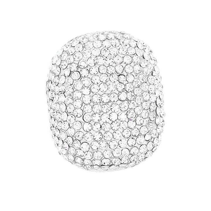 Silver Wide Crystal Rhinestone Pave Stretch Ring, Accentuate your look with this Ring. Crafted with quality materials, this ring features an elegant design adorned with sparkling crystals to make a sophisticated statement. Perfect for everyday wear or. formal occasions. A perfect gift item for your friends and family