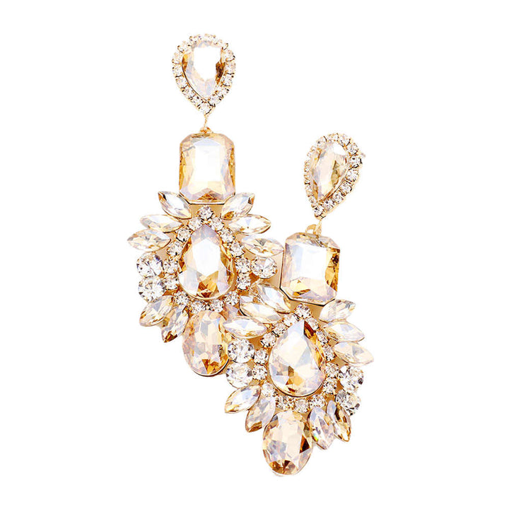 Topaz Multi Stone Evening Statement Special Occasion Earrings, perfect set of sparkling earrings, pair these glitzy studs with any ensemble for a polished & sophisticated look Ideal for any night out; Perfect Gift Birthday, Holiday, Christmas, Valentine's Day, Anniversary, prom, wedding, sweet 16, Quinceanera etc.