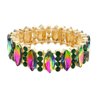 Vitrail Trendy Marquise Stone Accented Stretch Evening Bracelet, Get ready with this stone-accented stretchable Bracelet and put on a pop of color to complete your ensemble. Perfect for adding just the right amount of shimmer & shine and a touch of class to special events. Wear with different outfits to add perfect luxe and class with incomparable beauty. Just what you need to update in your wardrobe.