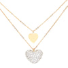 White Metal Rhinestone Pave Heart Pendant Double Layered Necklace, This beautiful heart-themed pendant necklace is the ultimate representation of your class & beauty. Get ready with these heart pendant necklaces to receive compliments putting on a pop of color to complete your ensemble in perfect style for anywhere, any time.