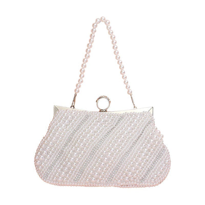 White Oblique Pearl Stone Embellished Evening Clutch Tote Crossbody Bag, is the perfect addition to any formal outfit. Its catchy and awesome appurtenance drags everyone's attraction to you at any place & occasion. Perfect gift ideas for a Birthday, Holiday, Christmas, Anniversary, Valentine's Day, or any special occasion.