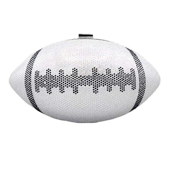 White Rhinestone Football Clutch Bag. Look like the ultimate fashionista when carrying this small chic bag, great for when you need something small to carry or drop in your bag. Keep your keys handy & ready for opening doors as soon as you arrive. Perfect Birthday Gift, Anniversary Gift, Mother's Day Gift.