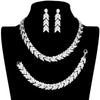 Silver Rhinestone Embellished Chevron Link Necklace Jewelry Set, Beautifully crafted design adds a gorgeous glow to any outfit. Get ready Necklace with a bright Bracelet. Perfect for adding just the right amount of shimmer & shine and a touch of class to special events. Perfect Birthday Gift, Anniversary Gift, etc.